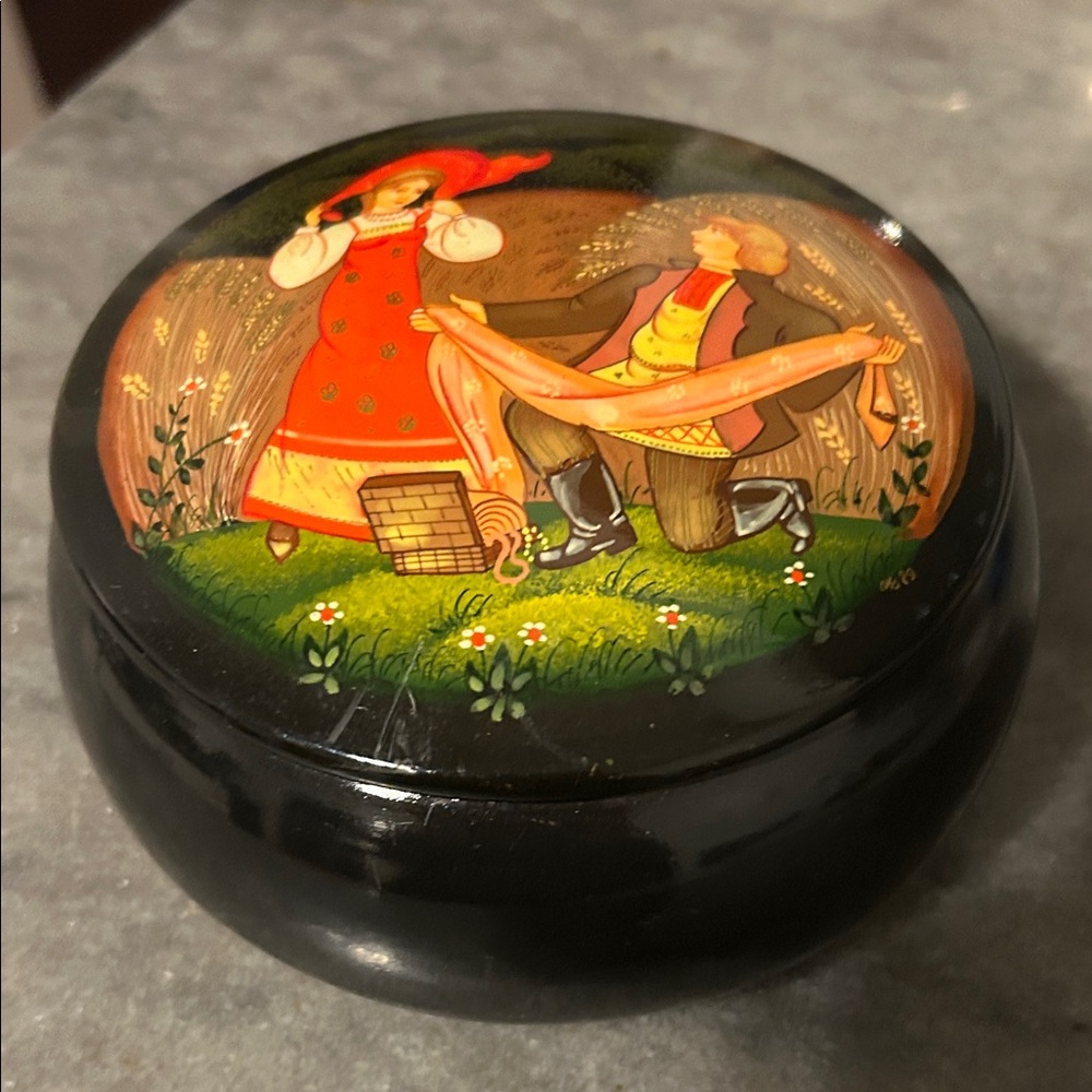 Vintage Black and Red Decorative Bowl